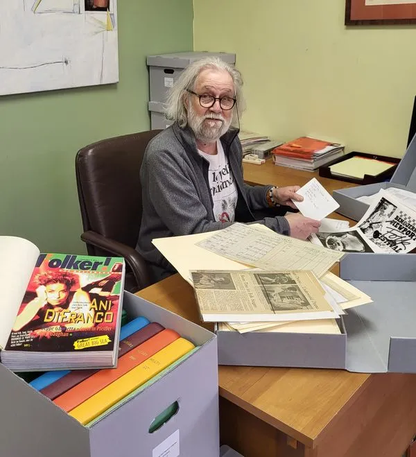 Michael Kleff working on his research collection